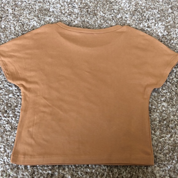 Zara Beige Crop T-Shirt Short Sleeve Top Sz S - Picture 2 of 6